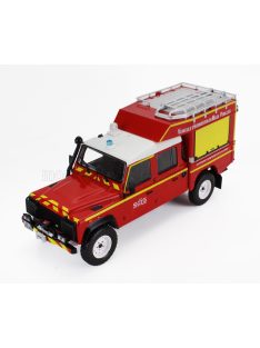   Edicola - LAND ROVER DEFENDER 130 PICK-UP CLOSED SDIS VEHICULE D'INTERVENTION EN MILEU PERILLEUX DE LA LOIRE FIRE ENGINE 1986 RED YELLOW SILVER