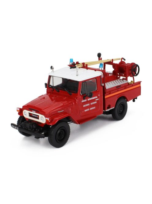 Edicola - TOYOTA LAND CRUISER BJ45 PICK-UP FIRE ENGINE SERVICE DEPARTEMENTAL D'INCENDIE ET DE SECOURS HAUTE SAVOYE 1980 RED WHITE