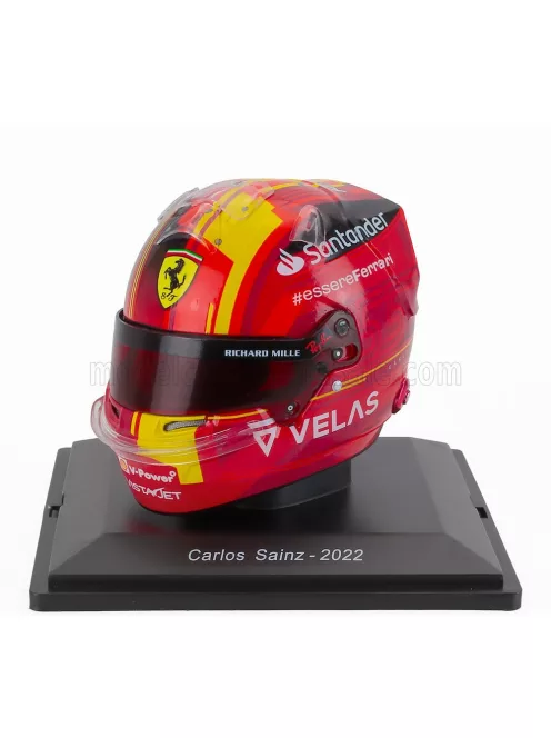 Edicola - HELMET F1 CASCO HELMET CARLOS SAINZ TEAM SCUDERIA FERRARI SF-25 4th SPAIN GP 2022 RED YELLOW BLACK