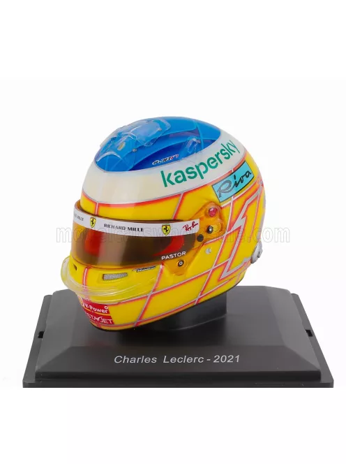 Edicola - HELMET F1 CASCO HELMET CHARLES LECLERC TEAM SCUDERIA FERRARI MISSION WINNOW SF21 FRENCH GP 2021 YELLOW WHITE BLUE