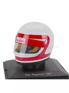   Edicola - HELMET F1 CASCO HELMET CLAY REGAZZONI TEAM SCUDERIA FERRARI SEFAC 312B2 SEASON 1971 WHITE RED