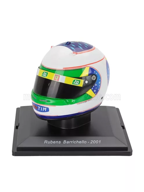 Edicola - HELMET F1 CASCO HELMET RUBENS BARRICHELLO TEAM FERRARI F2001 SEASON 2001 WHITE GREEN