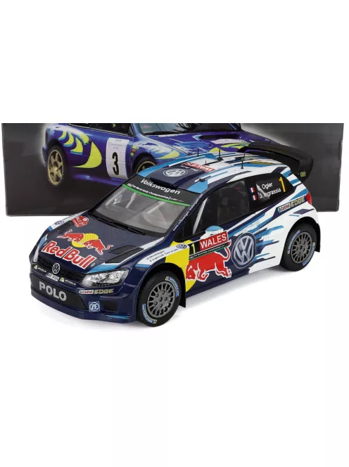 Edicola - VOLKSWAGEN POLO WRC TEAM VOLKSWAGEN MOTORSPORT RED BULL N 1 WINNER RALLY WALES GB 2015 SEBASTIEN OGIER - JULIEN INGRASSIA WHITE BLUE