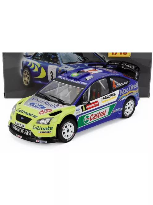 Edicola - FORD ENGLAND FOCUS WRC N 4 RALLY WALES GB 2007 M.HIRVONEN - J.LEHTINEN BLUE LIGHT GREEN WHITE