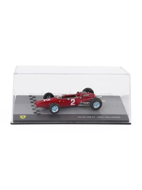 Edicola - FERRARI F1 158 SCUDERIA FERRARI N 2 WORLD CHAMPION SEASON 1964 JOHN SURTEES - CON VETRINA - WITH SHOWCASE RED