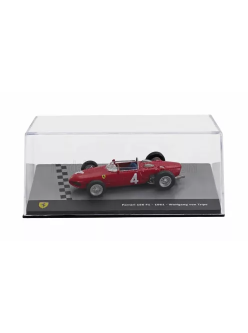 Edicola - FERRARI F1 156 SHARKNOSE N 4 SEASON 1961 WOLFGANG VON TRIPS - CON VETRINA - WITH SHOWCASE RED