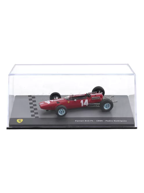 Edicola - FERRARI F1 512 TEAM N.A.R.T. N 14 SEASON 1965 PEDRO RODRIGUEZ - CON VETRINA - WITH SHOWCASE RED WHITE