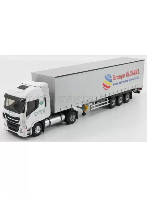 Eligor - IVECO FIAT STRALIS 460NP TRUCK TELONATO GROUPE BLONDEL TRANSPORTS 2015 WHITE SILVER