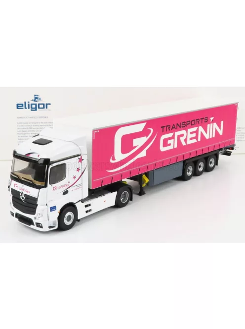 Eligor - MERCEDES BENZ ACTROS 2 1848 TRUCK TELONATO GRENIN TRANSPORTS 2018 WHITE RED