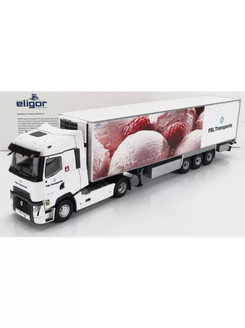 Eligor - RENAULT T-LINE HIGH TRUCK SEMI-FRIGO FSL TRANSPORTS 2021 WHITE PINK