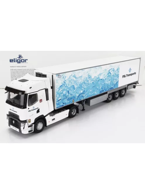 Eligor - RENAULT T-LINE HIGH TRUCK SEMI-FRIGO FSL TRANSPORTS 2021 WHITE LIGHT BLUE