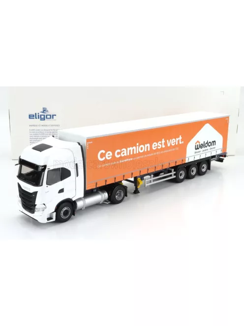 Eligor - IVECO FIAT S-WAY NP TRUCK TELONATO WELDOM TRANSPORTS 2021 WHITE ORANGE