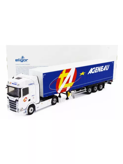 Eligor - SCANIA S500 TRUCK SEMI-FRIGO AGENEAU TRANSPORTS 2020 WHITE BLUE