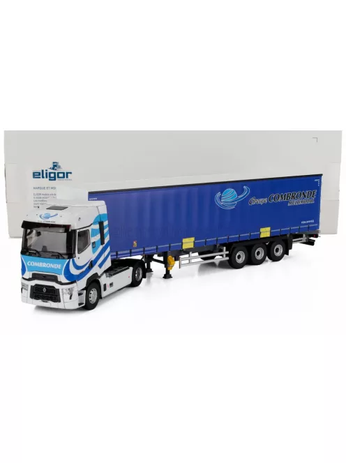 Eligor - RENAULT T-HIGH TRUCK TELONATO COMBRONDE TRANSPORTS 2023 WHITE BLUE