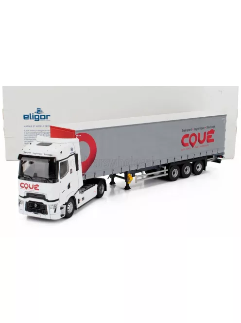 Eligor - RENAULT T-HIGH TRUCK TELONATO COUE TRANSPORTS 2023 WHITE GREY