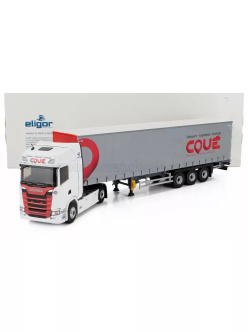 Eligor - SCANIA S500 TRUCK TELONATO COUE TRANSPORTS 2021 WHITE RED GREY