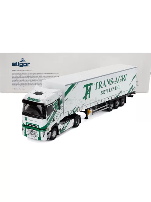 Eligor - RENAULT T-LINE HIGH TRUCK TELONATO TRANS-AGRI TRANSPORTS 2023 WHITE GREEN
