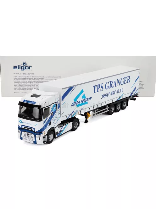 Eligor - RENAULT T-LINE HIGH TRUCK TELONATO GRANGER TRANSPORTS 2023 WHITE BLUE
