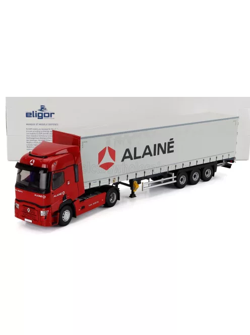 Eligor - RENAULT T480 TRUCK TELONATO ALAINE TRANSPORTS 2021 RED GREY