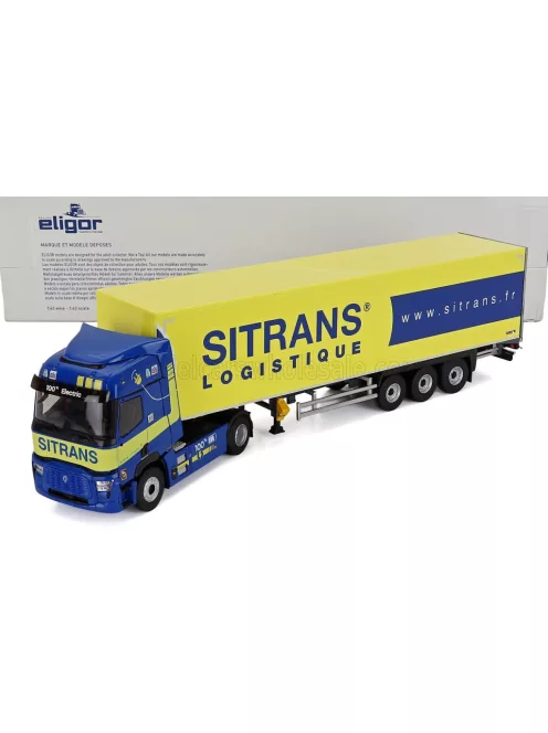 Eligor - RENAULT T-LINE E-TECH TRUCK CASSONATO SITRANS TRANSPORTS 2023 BLUE YELLOW