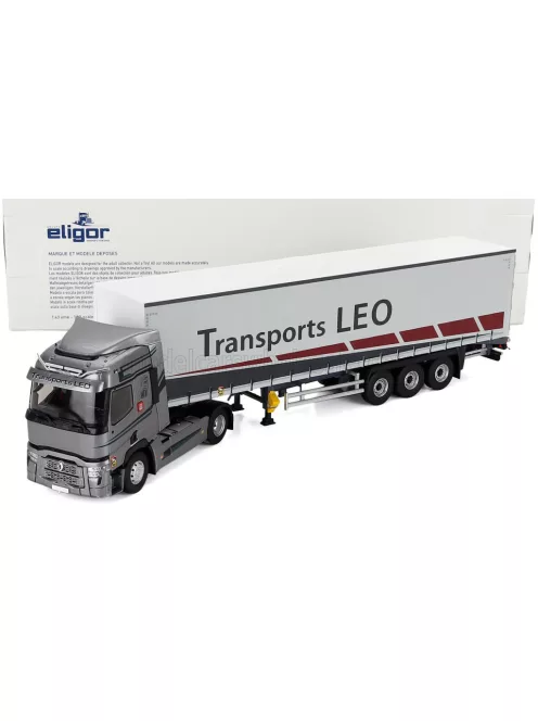Eligor - RENAULT T480 TRUCK TELONATO LEO TRANSPORTS 2021 GREY WHITE