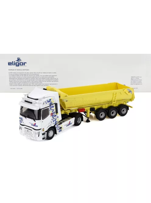 Eligor - RENAULT T480 TRUCK CASSONE RIBALTABILE GARNIER TRANSPORTS 2021 WHITE YELLOW