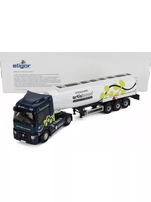 Eligor - RENAULT T480 TANKER TRUCK ARTIS BIO 100 TRANSPORTS 2021 BLUE WHITE
