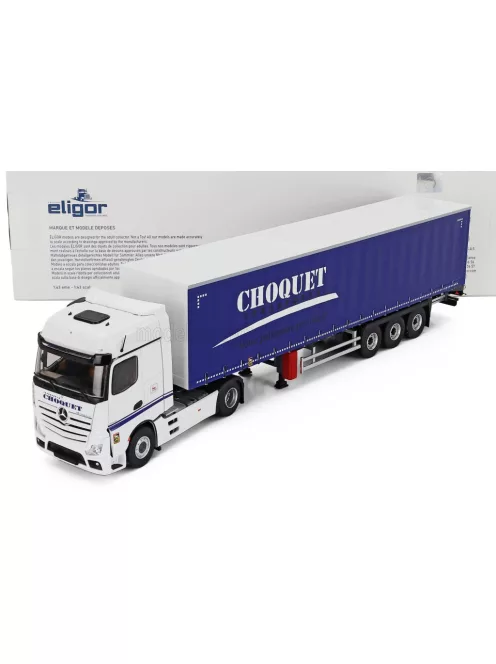 Eligor - MERCEDES BENZ ACTROS 5 1851 TRUCK TELONATO CHOQUET TRANSPORTS 2020 WHITE BLUE