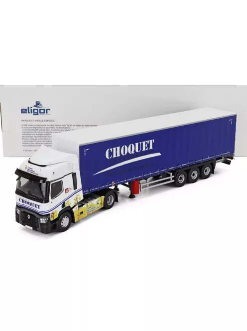 Eligor - RENAULT T480 TRUCK TELONATO CHOQUET TRANSPORTS 2021 WHITE BLUE
