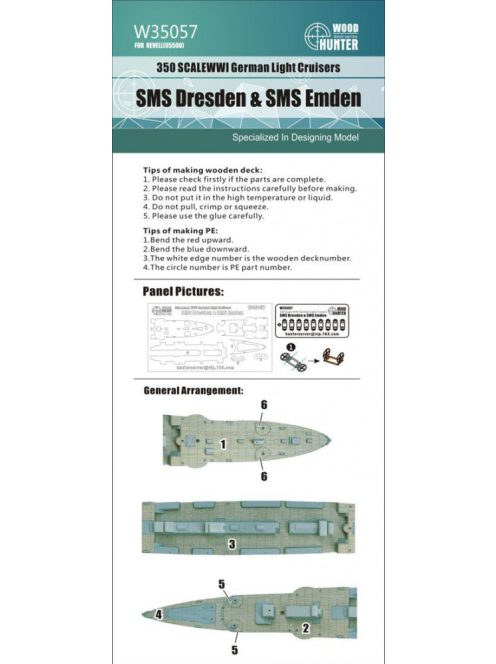 Flyhawk - German Light Cruisers SMS Dresden SMS Emden Wood Deck