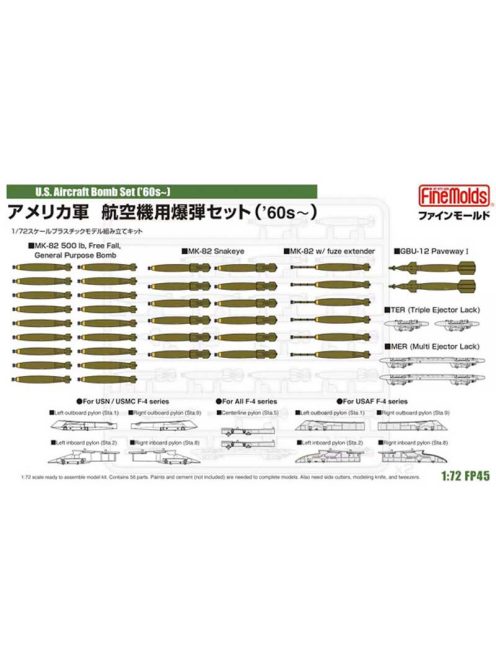 Fine Molds - 1:72 U.S. Aircraft Bomb Set ('60s -) - FINE MOLDS