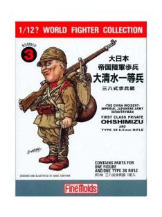   Fine Molds - 1:12 World Fighter Collection Imperial Japanese Army Infantryman First Class Private Ohshimizu and Type 38 6.5mm Rifle The China Incident - FINE MOLDS