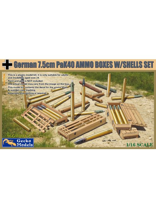 Gecko Models - 1/16 German 7,5cm PAK 40 Ammo Boxes w/Shells Set Include decals - Gecko