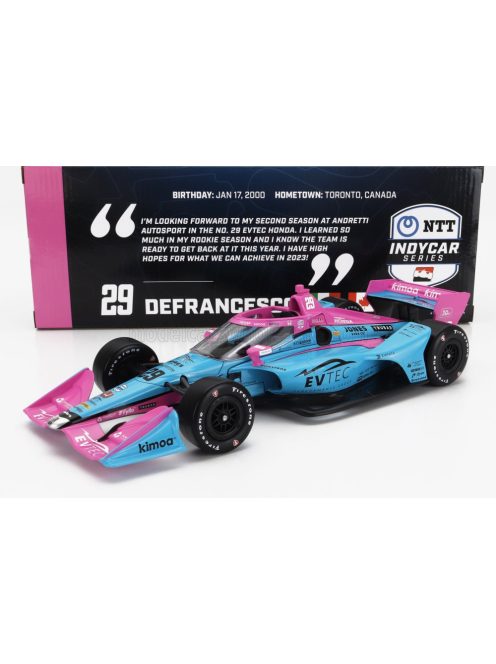 Greenlight - HONDA TEAM ANDRETTI AUTOSPORT N 29 INDIANAPOLIS INDY 500 INDYCAR SERIES 2023 D.DeFRANCESCO BLUE PINK