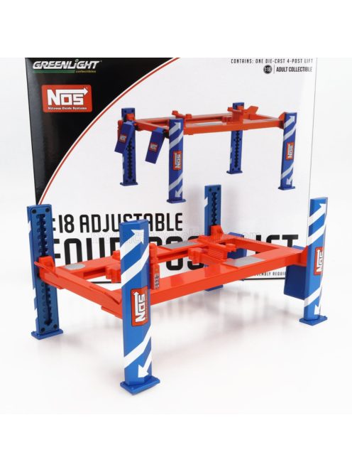 Greenlight - ACCESSORIES NOS GARAGE SET OFFICINA - PONTE SOLLEVATORE AUTO - FOUR POST LIFT ORANGE BLUE