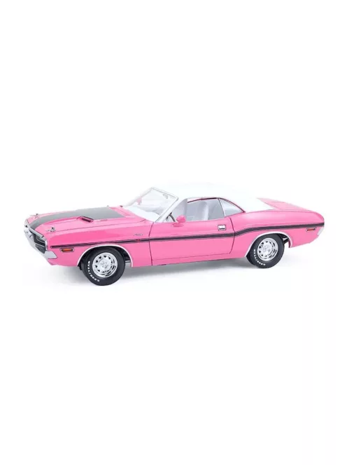 Greenlight - 1:18 1970 Dodge Challenger R/T Hardtop 440 Six Pack - Panther Pink with White Top & White Interior - GreenLight