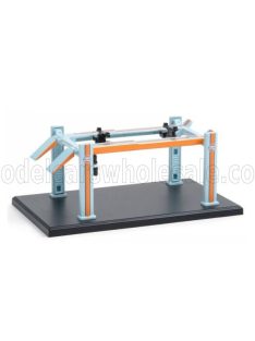   Greenlight - ACCESSORIES GULF OIL GARAGE SET OFFICINA - PONTE SOLLEVATORE AUTO - FOUR POST LIFT LIGHT BLUE ORANGE