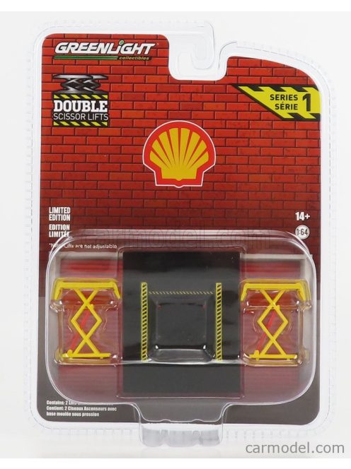Greenlight - Accessories Garage Set Officina - Ponte Sollevatore Auto - Two Post Lift Yellow Black
