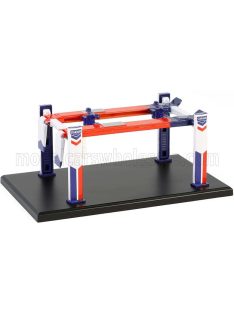   Greenlight - ACCESSORIES STANDARD OIL GARAGE SET OFFICINA - PONTE SOLLEVATORE AUTO - FOUR POST LIFT BLUE WHITE RED