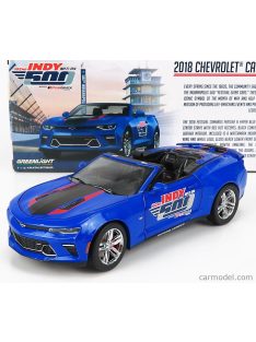   Greenlight - Chevrolet Camaro Ss Spider Offical Pace Car 102Th Indianapolis 500 Mile Race 2018 Blue Met