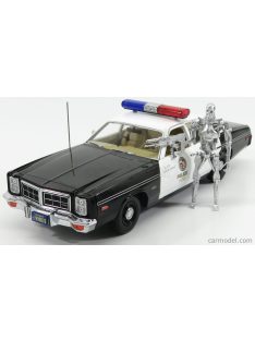   Greenlight - Dodge Monaco Police 1977 With T-800 Endoskeleton Figure - The Terminator 1 1984 Black White