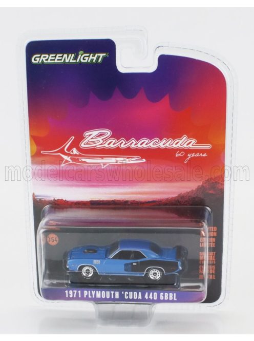 Greenlight - PLYMOUTH CUDA 440 6BBL COUPE 1971 BLUE BLACK