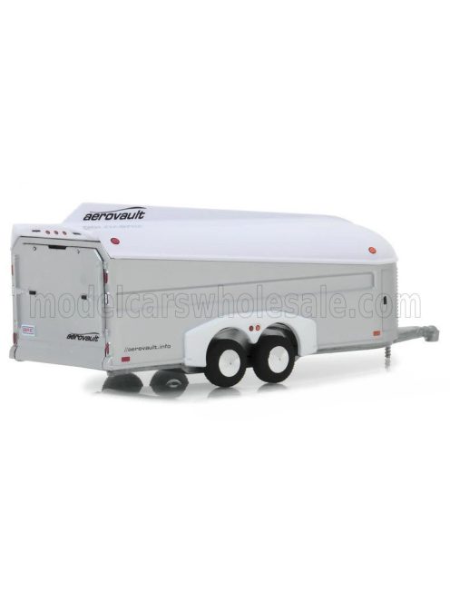 Greenlight - TRAILER TRAILER CARRELLO CAR TRANSPORTER AEROVAULT 2-ASSI 2018 WHITE SILVER