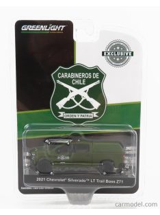   Greenlight - Chevrolet Silverado Lt Pick-Up Trail Boss Z71 Carabineros De Chile Police 2021 Military Green