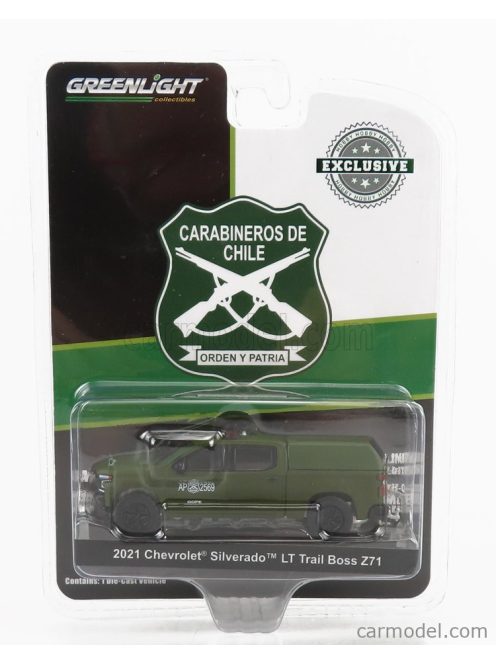 Greenlight - Chevrolet Silverado Lt Pick-Up Trail Boss Z71 Carabineros De Chile Police 2021 Military Green