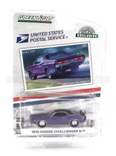   Greenlight - DODGE CHALLENGER R/T COUPE UNITED STATES POSTAL SERVICE 1970 PURPLE BLACK
