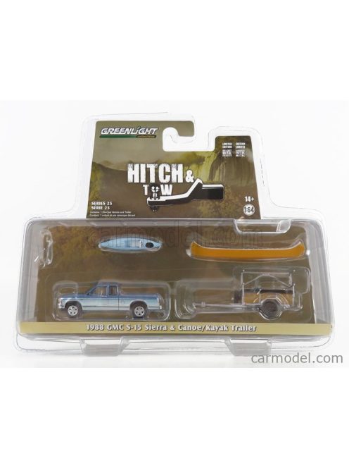 Greenlight - Gmc S-15 Pick-Up With Trailer And Boat 1988 Light Blue Wood