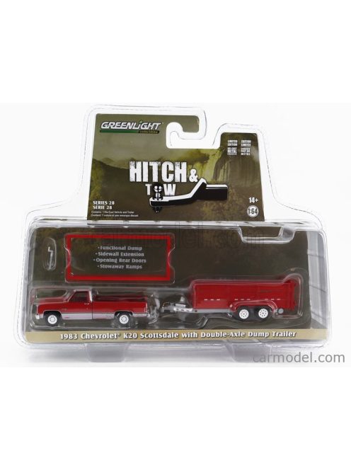 Greenlight - Chevrolet K20 Pick-Up Scottsdale 1983 With Trailer Red