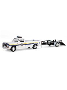  Greenlight - 1:64 1990 Dodge Ram D-250 with Utility Trailer - Philadelphia, PA Police Department Solid Pack - Hot Pursuit Hitch & Tow Series 1 - GreenLight