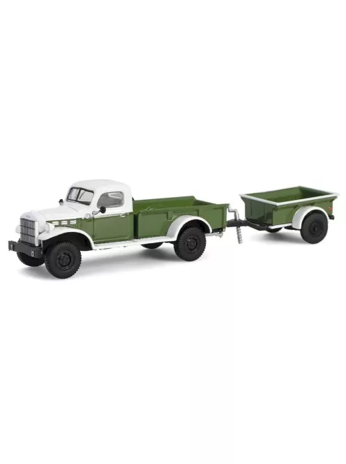 Greenlight - 1:64 1950 Dodge Power Wagon - Green & White with 1/4 Ton Cargo Trailer Solid Pack - Hitch & Tow Series 32 - GreenLight
